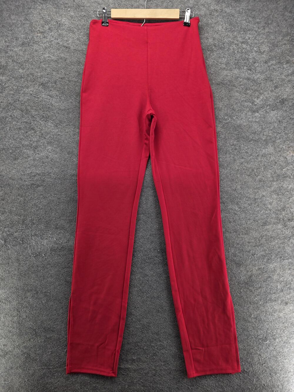 SBetro Leggings Womens L Red Ankle High Rise Slit Polyester Spandex Stretch